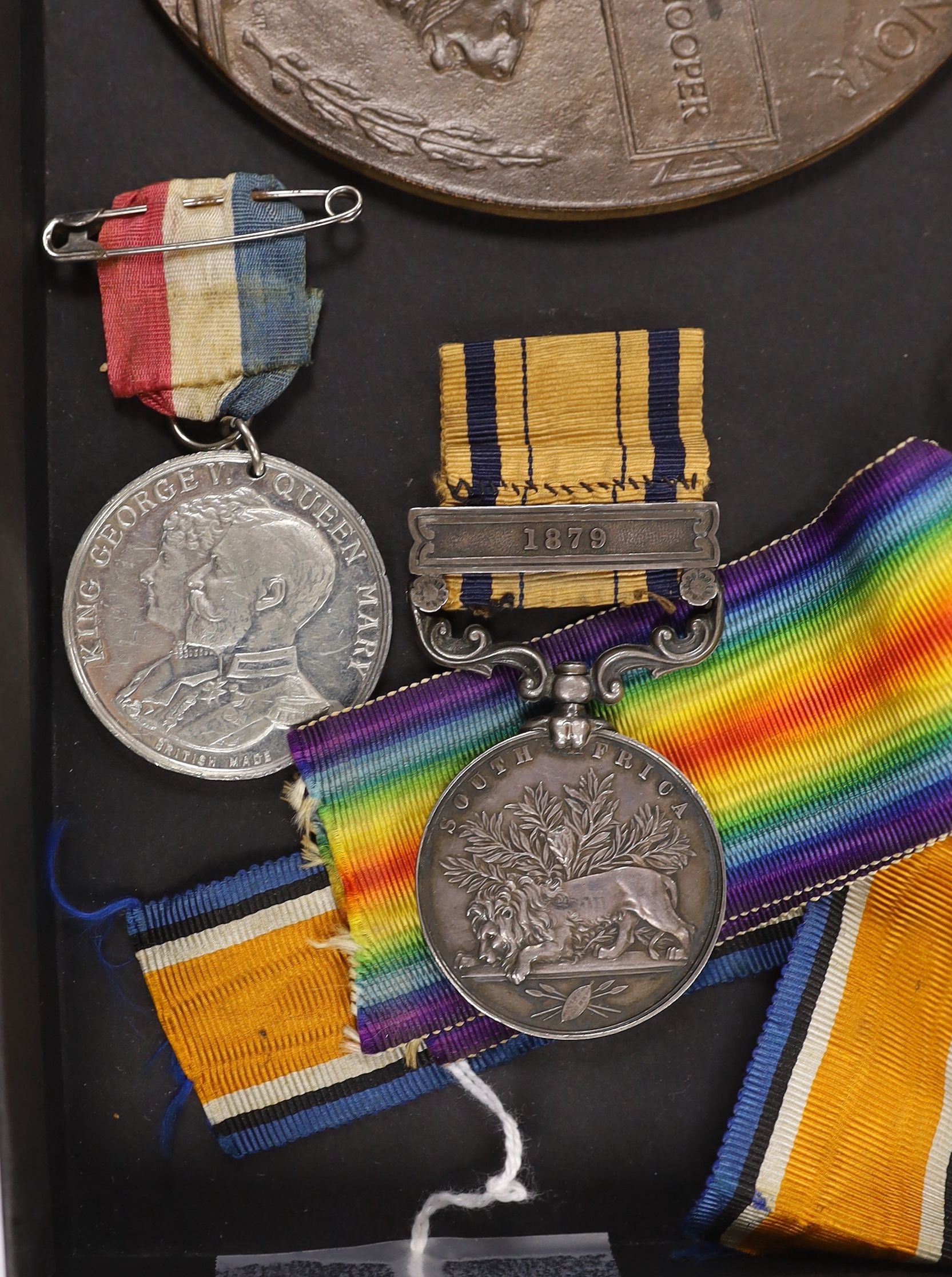 Nine military medals including a Queen’s South Africa medal, 1879, to Cdrpl. John Leslie 3rd Battalion 60th Foot Regiment